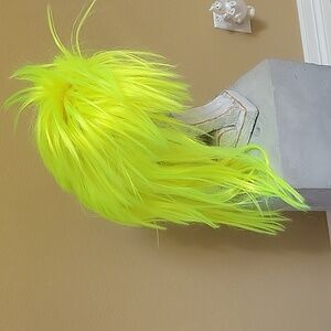 WIG neon yellow wig. Lemon Zinger Wig costume. Long, spiky